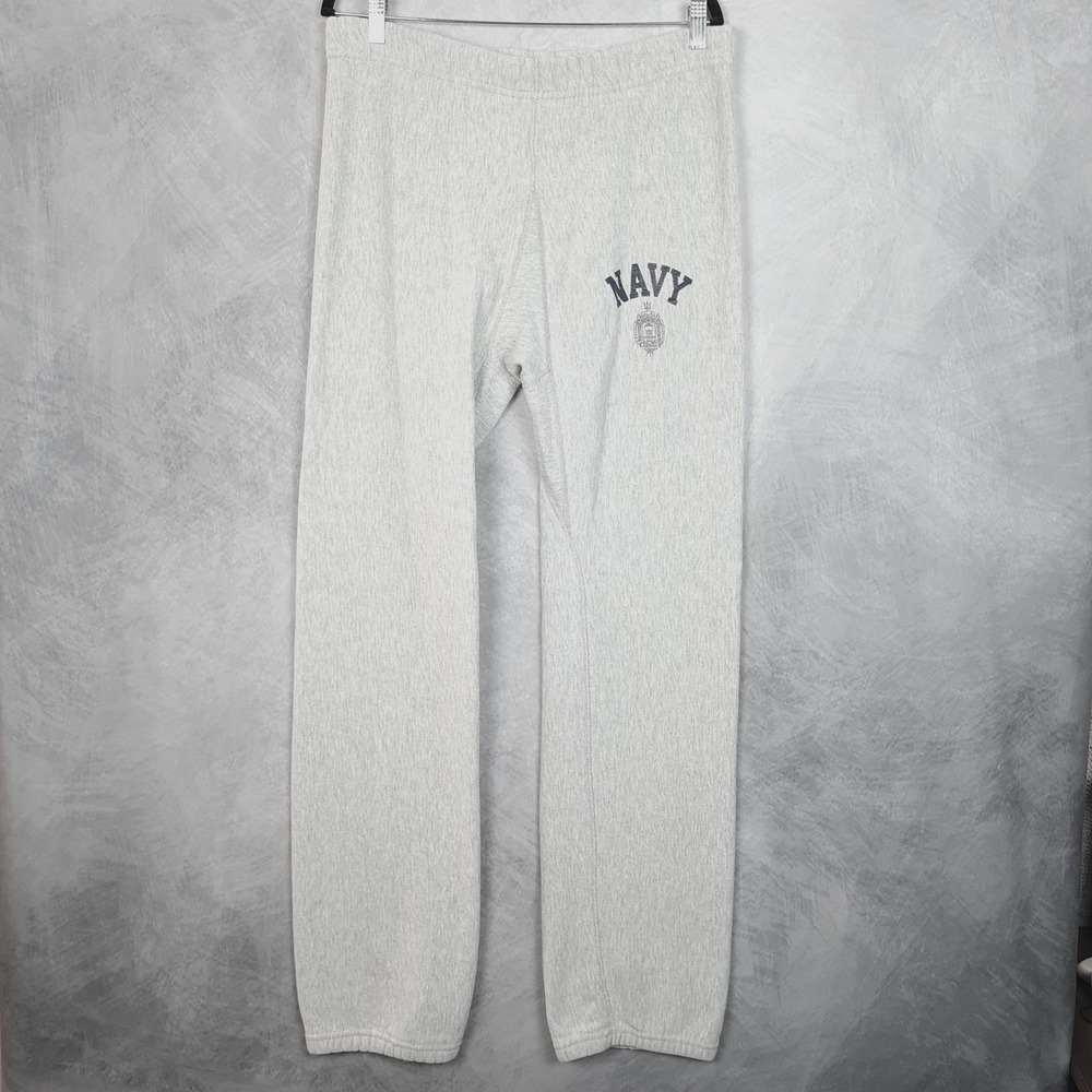 Vintage Navy Sweatpants Mens Large Gray MVP Pro Weave Fleece USA 80s Joggers